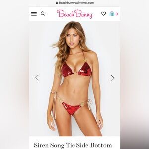 Beach bunny swimwear siren song bathing suits- red sequin bikini set